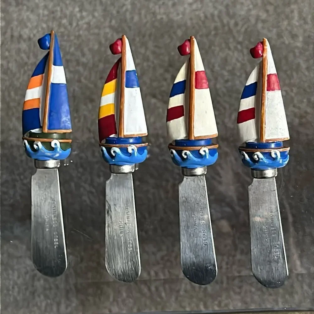 Sailboat Stainless Steel Butter Knives Set of Four!